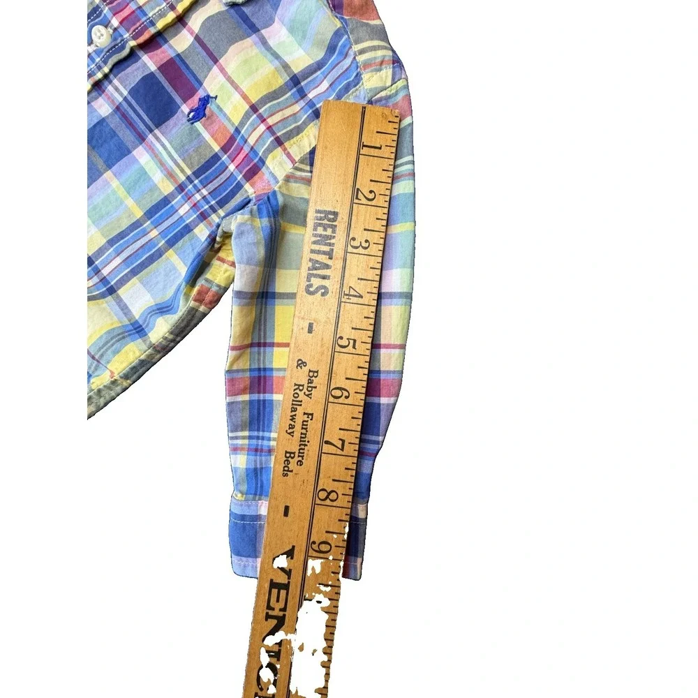 Ralph Lauren Boys 9M Plaid Long Sleeve Button-Up Shirt 100% Cotton Logo